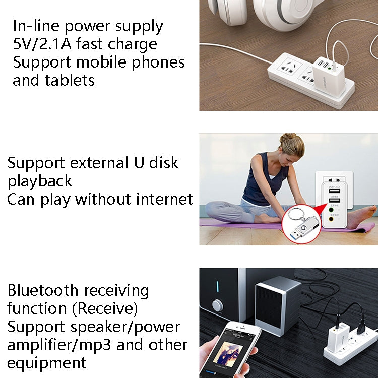 RAEYY D80 Bluetooth Adapter Audio Receiver Support 2.1A Dual USB Fast Charge, US Plug - Audio Receiver Transmitter by PMC TechLife | Online Shopping South Africa | PMC TechLife