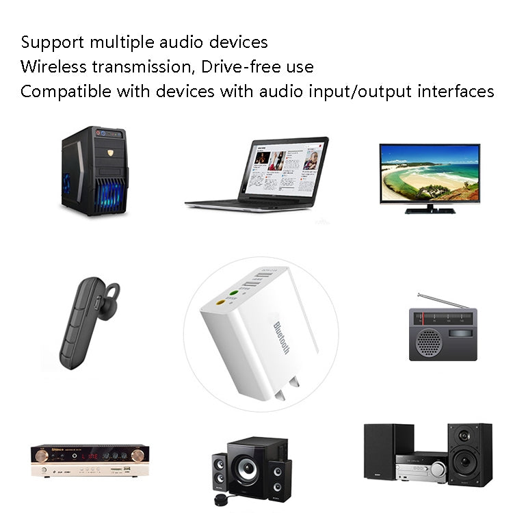 RAEYY D80 Bluetooth Adapter Audio Receiver Support 2.1A Dual USB Fast Charge, US Plug - Audio Receiver Transmitter by PMC TechLife | Online Shopping South Africa | PMC TechLife