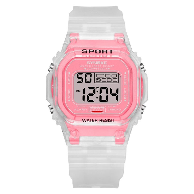 SYNOKE 9620 Couple Sports Plastic Strap Electronic Watch(Transparent Pink) - Couple Watches by SYNOKE | Online Shopping South Africa | PMC Jewellery | Buy Now Pay Later Mobicred