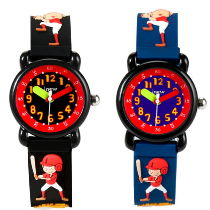 JNEW A335-86131 Children Cartoon 3D Baseball Boy Silicone Strap Waterproof Quartz Watch( Black) - Cartoon Watches by JNEW | Online Shopping South Africa | PMC Jewellery | Buy Now Pay Later Mobicred