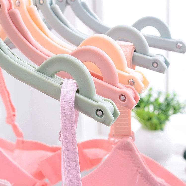 3pcs Portable Travel Folding Hanger Multi-Function Plastic Drying Rack(Pink) - Shelf & Hooks by PMC TechLife | Online Shopping South Africa | PMC TechLife