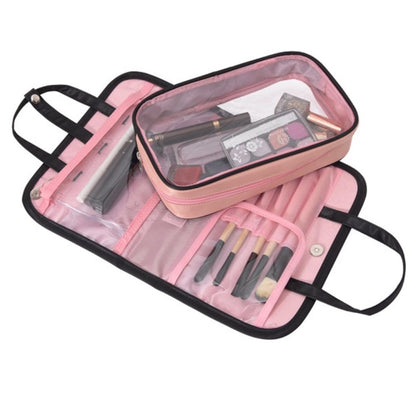 Multifunctional 2 In 1 Cosmetic Bag Portable Large Capacity Transparent Cosmetic Brush Storage Bag Wash Bag(Gray + Yellow) - Storage Boxes by PMC Jewellery | Online Shopping South Africa | PMC Jewellery