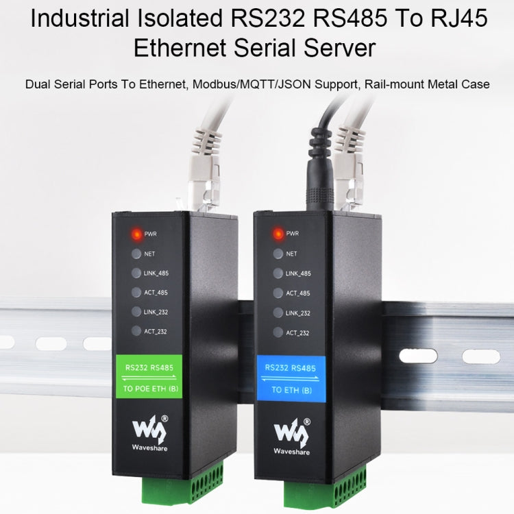 Waveshare RS232 RS485 To RJ45 Ethernet Serial Server, Spec: RS232 RS485 TO POE ETH (B) - Other Accessories by Waveshare | Online Shopping South Africa | PMC TechLife | Buy Now Pay Later Mobicred