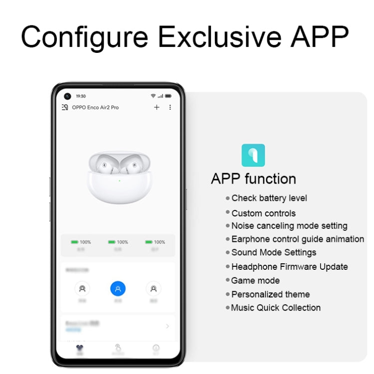 OPPO Enco Air2 Pro Wireless In-Ear Active Noise Reduction Music Gaming Bluetooth Earphones(White) - Bluetooth Earphone by OPPO | Online Shopping South Africa | PMC Jewellery