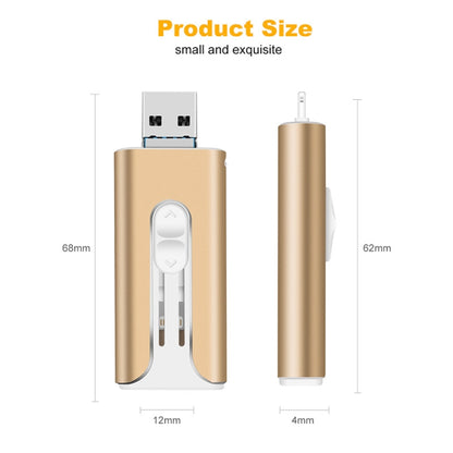 32GB Micro USB + 8 Pin + USB 2.0 3 in 1 Mobile Phone Computer U-Disk(Gold) - U Disk & Card Reader by PMC Jewellery | Online Shopping South Africa | PMC Jewellery