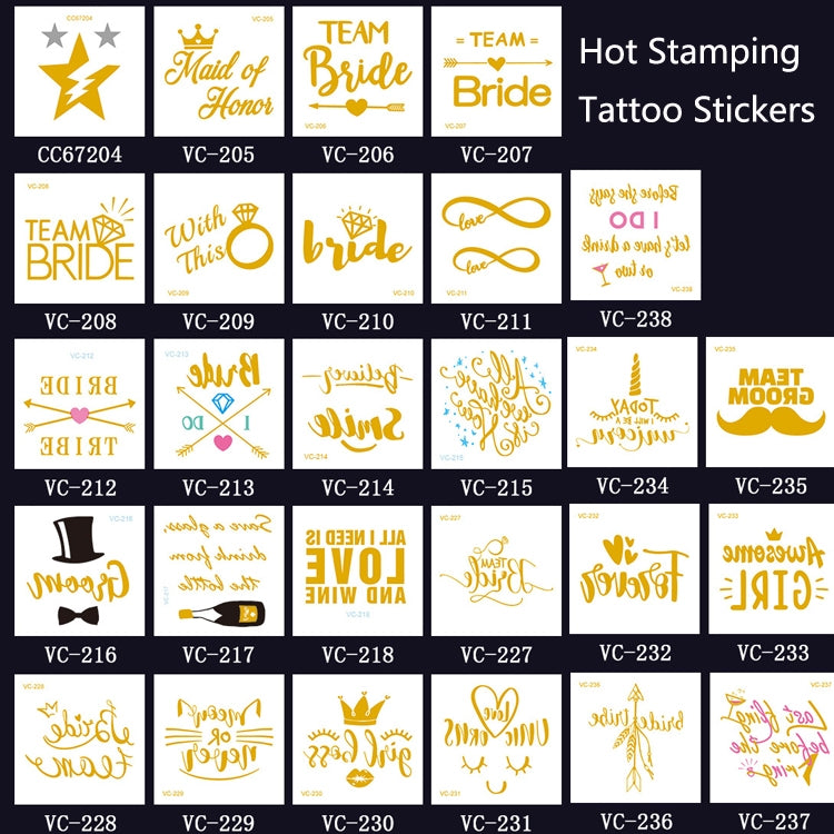 20 PCS Waterproof Bachelor Party Hot Stamping Wedding Bridal Tattoo Stickers(VC-232) - Sticker by PMC Jewellery | Online Shopping South Africa | PMC Jewellery