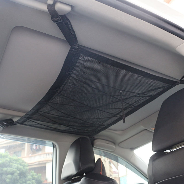 Car Ceiling Storage Net Bag Draw Rope Double-Layer Zipper Car Storage Net Pocket(80x55cm) - Stowing Tidying by PMC TechLife | Online Shopping South Africa | PMC TechLife