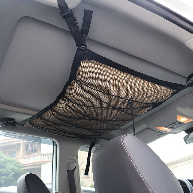 Car Ceiling Storage Net Bag Draw Rope Double-Layer Zipper Car Storage Net Pocket(80x55cm) - Stowing Tidying by PMC TechLife | Online Shopping South Africa | PMC TechLife