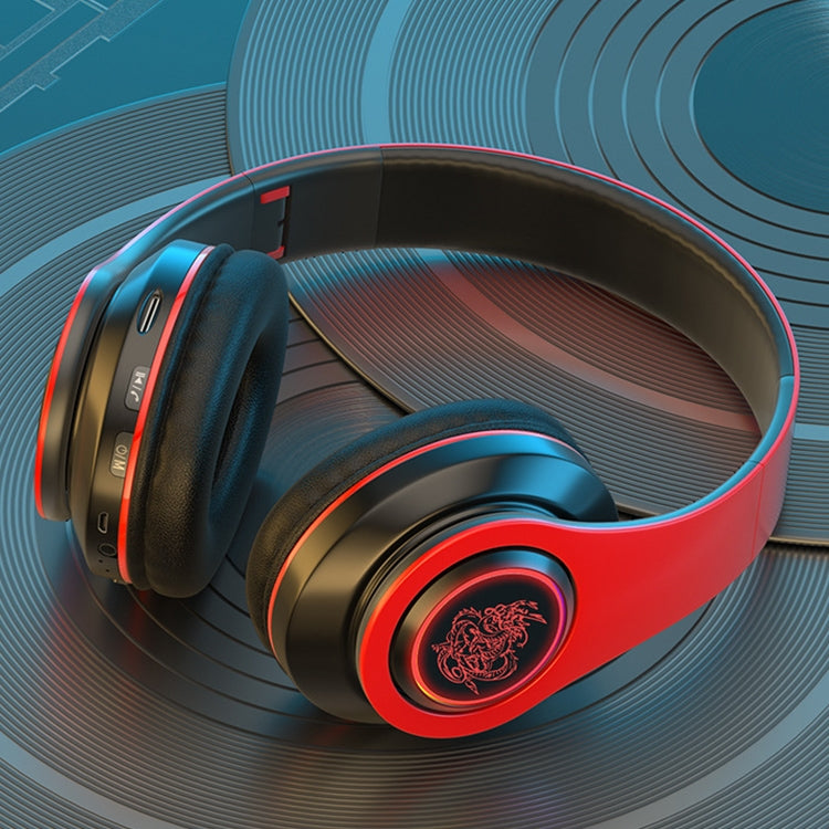 B39 Wireless Bluetooth Headset Subwoofer With Breathing Light Support TF Card(Red Black) - Headset & Headphone by PMC TechLife | Online Shopping South Africa | PMC TechLife | Buy Now Pay Later Mobicred