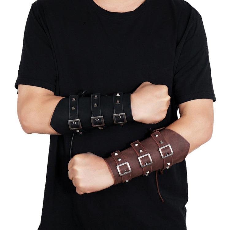 P01994 Men Leather Bracer Personality Punk Riding Arm Guard(Black) - Sports Safety by PMC Jewellery | Online Shopping South Africa | PMC Jewellery