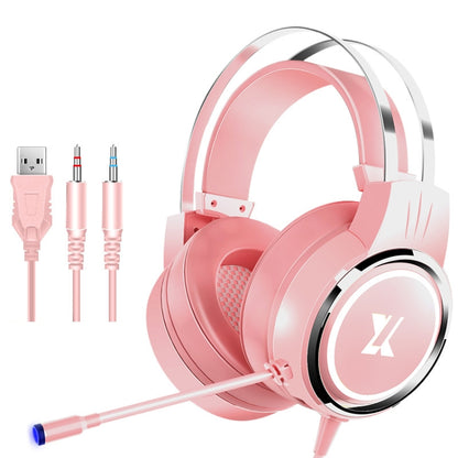 Heir Audio Head-Mounted Gaming Wired Headset With Microphone, Colour: X8 Upgraded Edition (Pink) - Multimedia Headset by Heir Audio | Online Shopping South Africa | PMC Jewellery