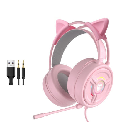 PANTSAN PSH-200 Wired Gaming Headset with Microphone, Colour: 3.5mm Pink Cat Ear - Multimedia Headset by PANTSAN | Online Shopping South Africa | PMC Jewellery | Buy Now Pay Later Mobicred