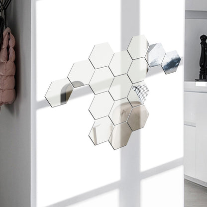 Ym300 16 PCS / Set Home Personal Wall Stickers DIY Acrylic Wall Decorative Mirror(Hexagon Silver) - Decorative Mirrors by PMC Jewellery | Online Shopping South Africa | PMC Jewellery