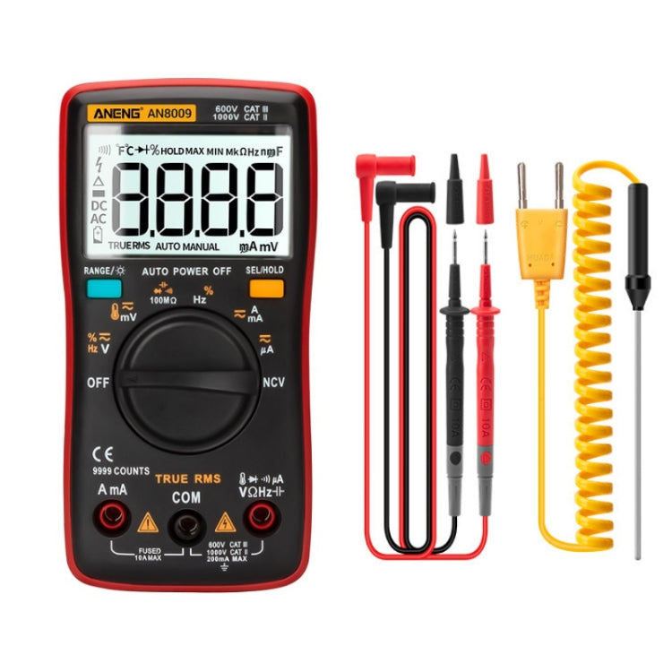 ANENG AN8009 NVC Digital Display Multimeter, Specification: Standard(Red) - Current & Voltage Tester by ANENG | Online Shopping South Africa | PMC Jewellery | Buy Now Pay Later Mobicred