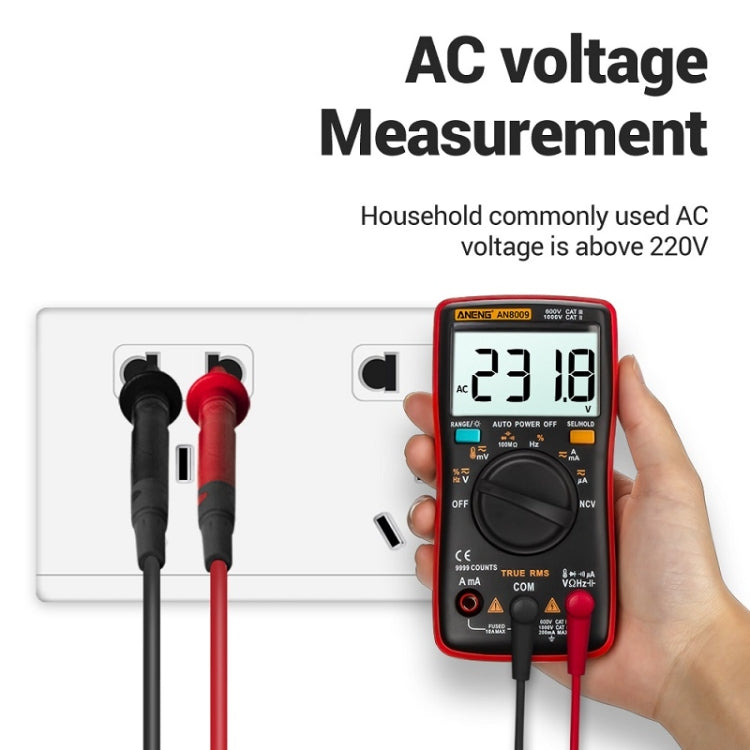 ANENG AN8009 NVC Digital Display Multimeter, Specification: Standard(Red) - Current & Voltage Tester by ANENG | Online Shopping South Africa | PMC Jewellery | Buy Now Pay Later Mobicred