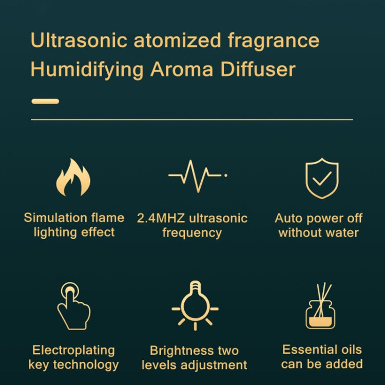 Flame Aroma Diffuser Night Light Humidifier(Black) - Air Purifiers & Accessories by PMC Jewellery | Online Shopping South Africa | PMC Jewellery