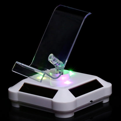 Solar Turntable Mobile Phone Stand Display Stand With Coloful Light(White) - Desktop Holder by PMC Jewellery | Online Shopping South Africa | PMC Jewellery