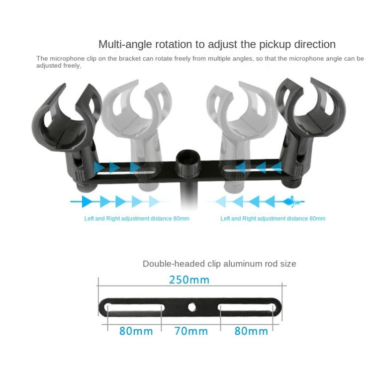 A16 Double-headed  Microphone Clip Aluminum Pole Microphone Accessories - Microphone by PMC TechLife | Online Shopping South Africa | PMC TechLife