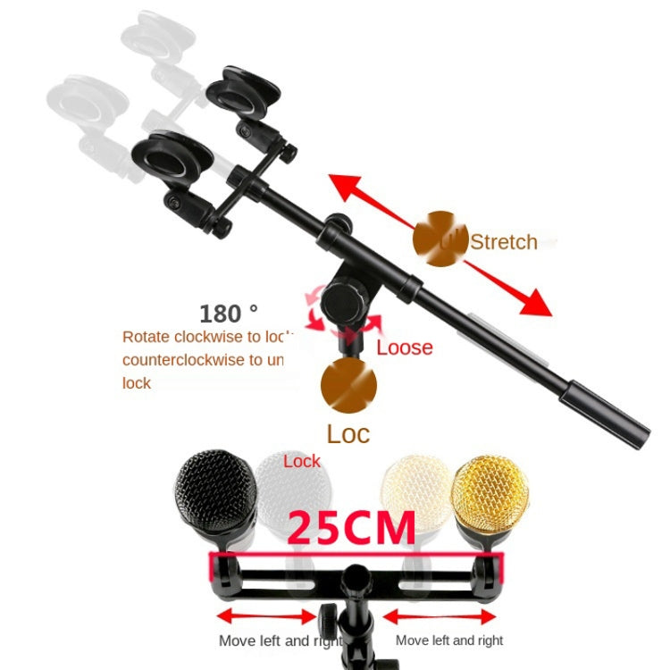 A16 Double-headed  Microphone Clip Aluminum Pole Microphone Accessories - Microphone by PMC Jewellery | Online Shopping South Africa | PMC Jewellery