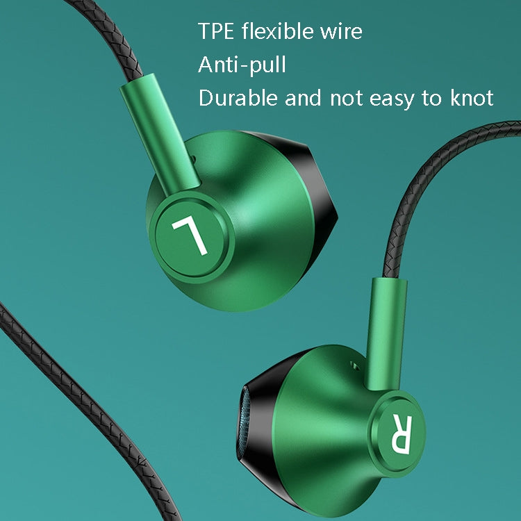 TS6800 3.5mm Metal Elbow Noise Cancelling Wired Game Earphone(Green) - Normal Style Earphone by PMC Jewellery | Online Shopping South Africa | PMC Jewellery