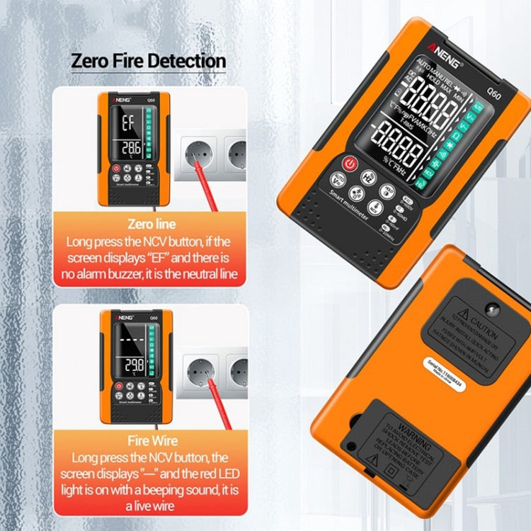 ANENG Automatic Intelligent High Precision Digital Multimeter, Specification: Q60 Intelligent(Orange) - Digital Multimeter by ANENG | Online Shopping South Africa | PMC Jewellery | Buy Now Pay Later Mobicred