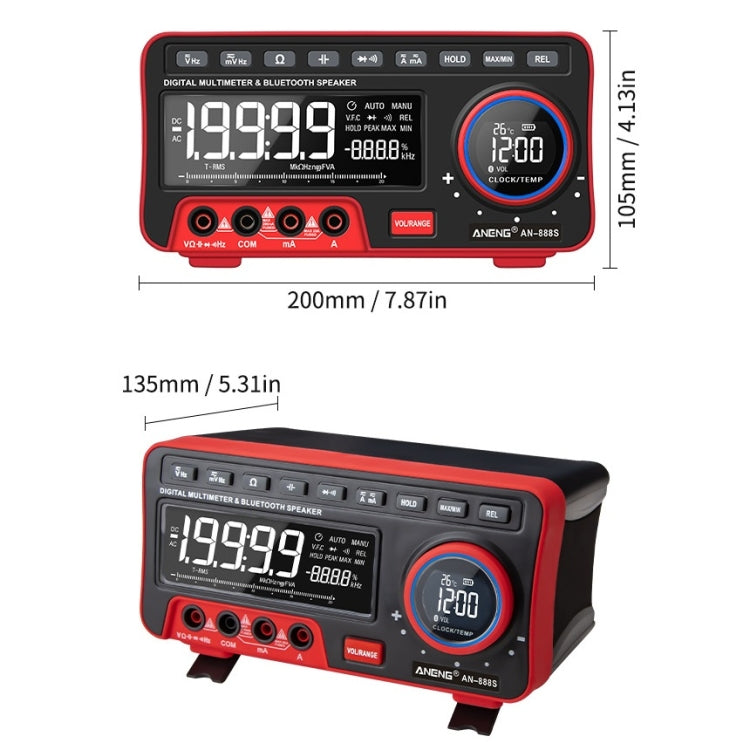 ANENG AN-888S Bluetooth Audio Display Voltage Current Multimeter, Standard No Battery(Black Red) - Digital Multimeter by ANENG | Online Shopping South Africa | PMC Jewellery | Buy Now Pay Later Mobicred