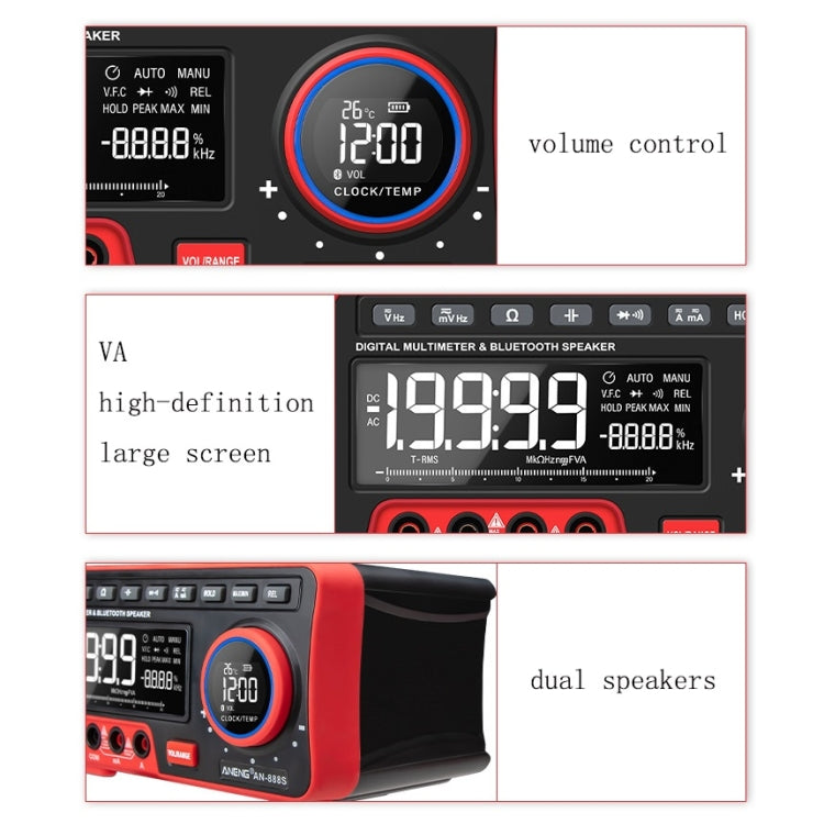 ANENG AN-888S Bluetooth Audio Display Voltage Current Multimeter, Standard No Battery(Black Red) - Digital Multimeter by ANENG | Online Shopping South Africa | PMC Jewellery | Buy Now Pay Later Mobicred