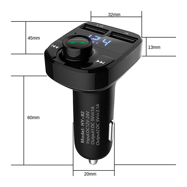 HY82 Car MP3 Bluetooth Receiver Dual USB Car Charger, Specification: Fast Charge Version - Car Charger by PMC Jewellery | Online Shopping South Africa | PMC Jewellery