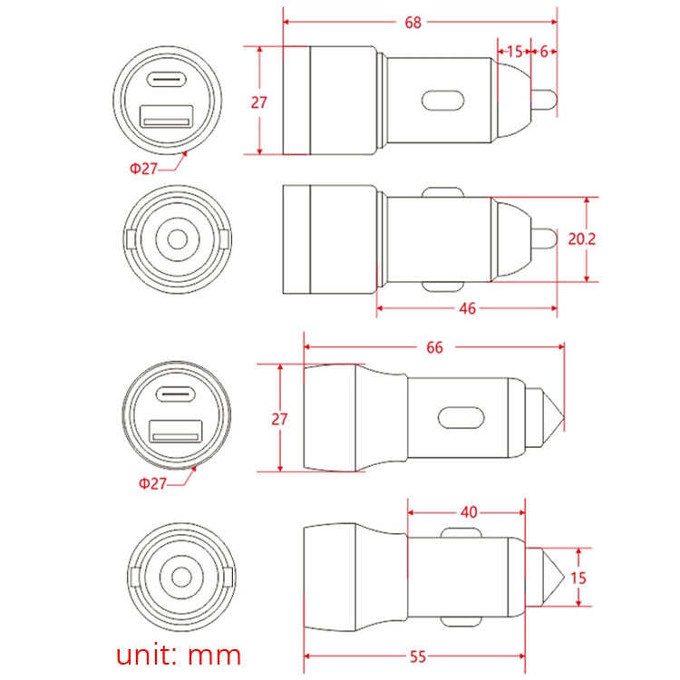 Aluminum Alloy Cigarette Lighter Applicable Car Charger, Model: Black QCPD - Car Charger by PMC Jewellery | Online Shopping South Africa | PMC Jewellery