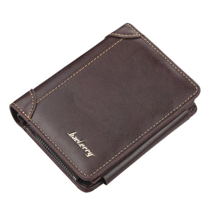 Baellerry D9159 Men Short Tri-Fold Zip Coin Purse Thin Card Holder(Coffee) - Wallets by Baellerry | Online Shopping South Africa | PMC Jewellery | Buy Now Pay Later Mobicred