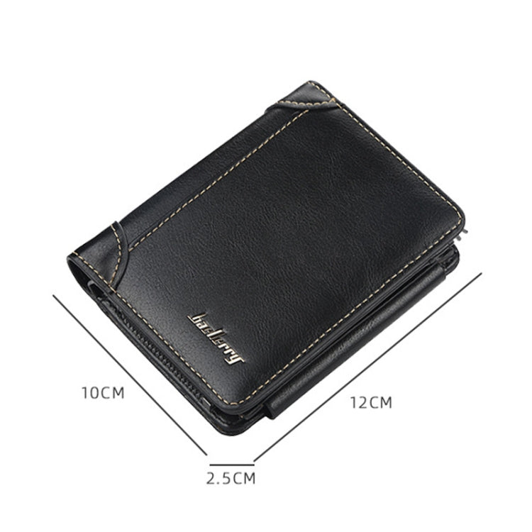 Baellerry D9159 Men Short Tri-Fold Zip Coin Purse Thin Card Holder(Coffee) - Wallets by Baellerry | Online Shopping South Africa | PMC Jewellery | Buy Now Pay Later Mobicred