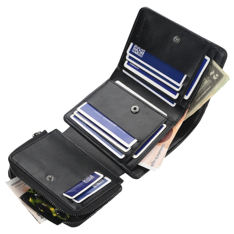 Baellerry D9159 Men Short Tri-Fold Zip Coin Purse Thin Card Holder(Black) - Wallets by Baellerry | Online Shopping South Africa | PMC TechLife | Buy Now Pay Later Mobicred