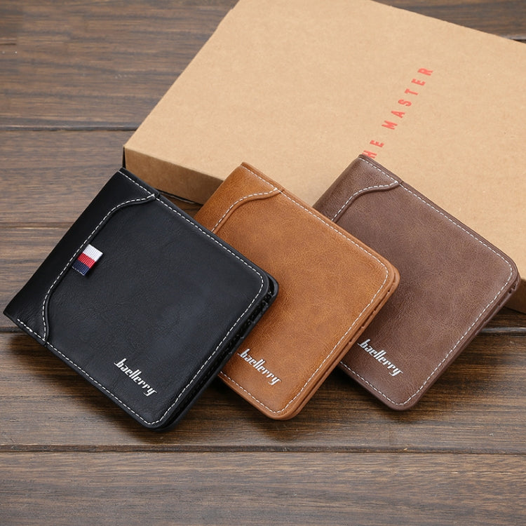 Baellerry Short Wallet Tri-fold Horizontal Coin Purse For Men(Black) - Wallets by Baellerry | Online Shopping South Africa | PMC TechLife | Buy Now Pay Later Mobicred