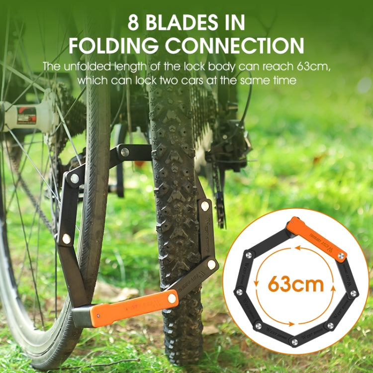 WEST BIKING Bicycle Anti-Theft Lightweight Folding Chain Lock(Black Orange) - free shipping - PMC TechLife - Order now!