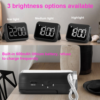 Rechargeable Large Screen LCD Electronic Timing Reminder Alarm Clock Kitchen Baking Timer(Black) - Digital Countdown by PMC Jewellery | Online Shopping South Africa | PMC Jewellery