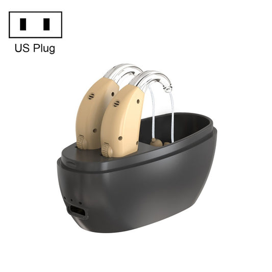 Elderly Use Can Charge Sound Amplifier Hearing Aid, Specification: US Plug(Skin Color Double Machine+Black Charging Bin) - Hearing Aids by PMC Jewellery | Online Shopping South Africa | PMC Jewellery