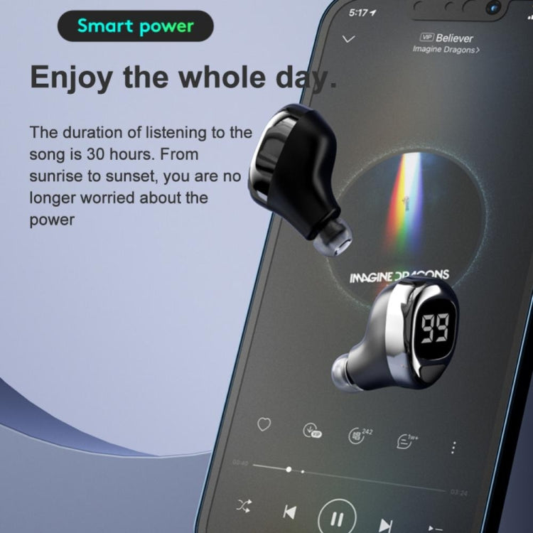 F6 Bluetooth Headset Mini Invisible Ear Business Digital Display Earphone(White) - Bluetooth Earphone by PMC TechLife | Online Shopping South Africa | PMC TechLife