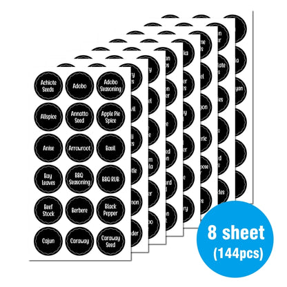 144 PCS Printed Spice Jar Labels Pantry Stickers Blackboard Stickers(Diameter 3.8cm) - Printer Paper & Stickers by PMC Jewellery | Online Shopping South Africa | PMC Jewellery