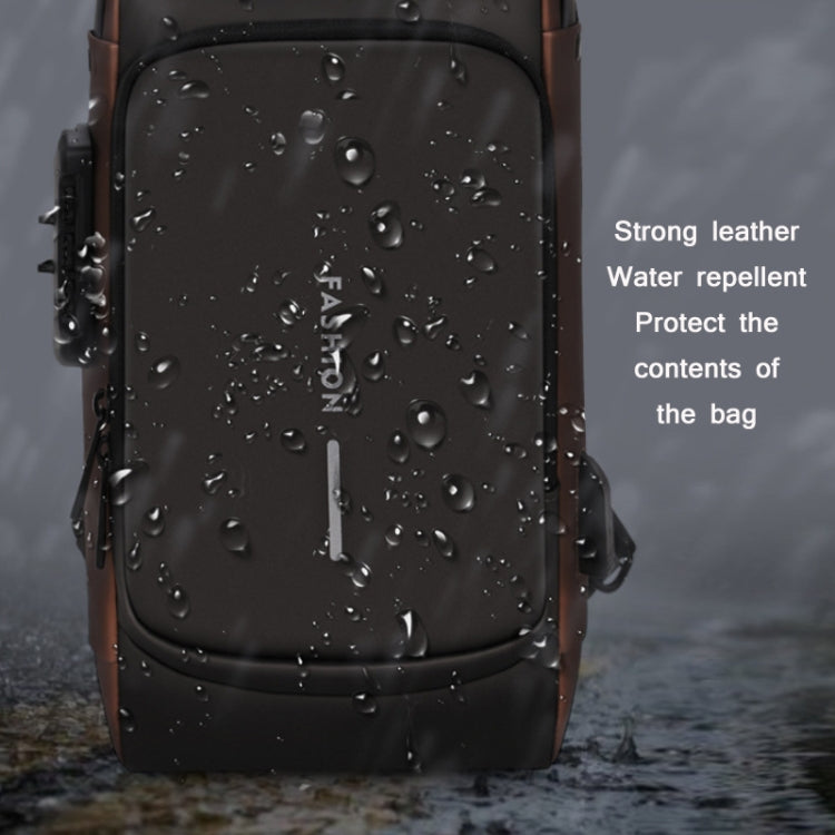 Men Multifunctional Waterproof Password Anti-theft Chest Bag(Black Brown) - Crossbody Bags by PMC Jewellery | Online Shopping South Africa | PMC Jewellery