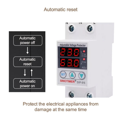 SINOTIMER SVP-916 Adjustable Self-resetting Over-voltage Under-voltage Protector, Current: 63A - Other Tester Tool by SINOTIMER | Online Shopping South Africa | PMC Jewellery | Buy Now Pay Later Mobicred