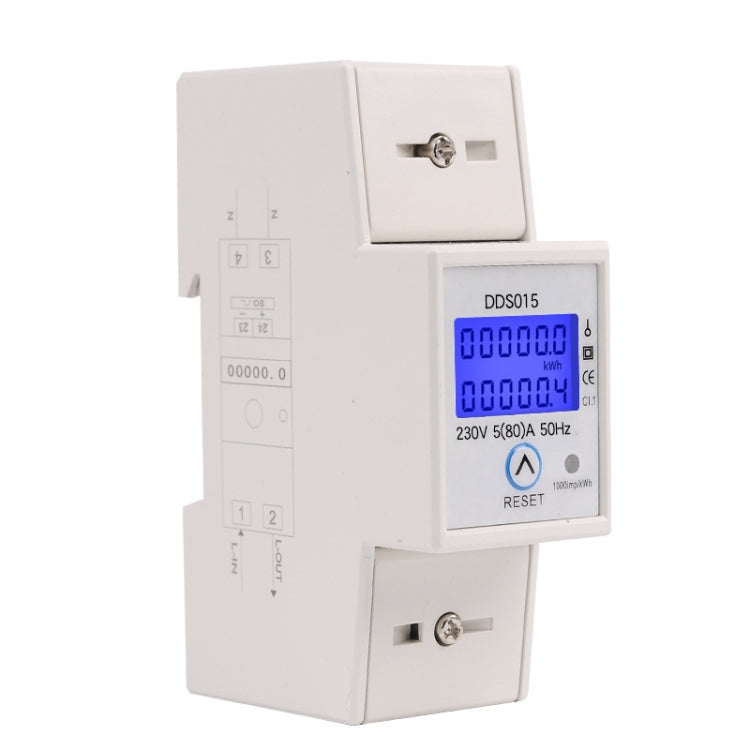 SINOTIMER DDS015 Backlight Display Single-phase Household Rail Energy Meter 5-80A 230V - Current & Voltage Tester by SINOTIMER | Online Shopping South Africa | PMC TechLife | Buy Now Pay Later Mobicred