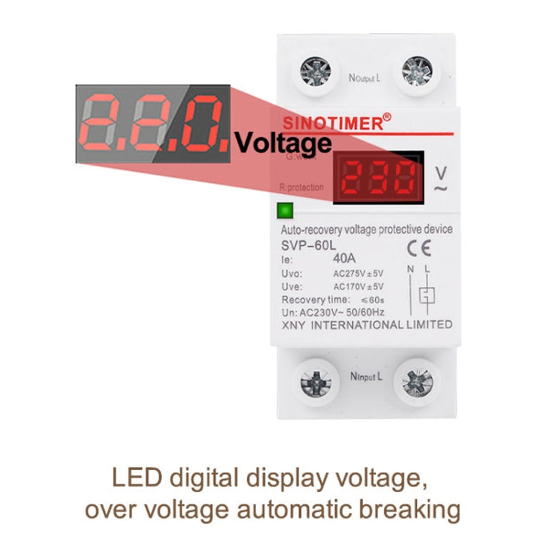 SINOTIMER 220V LED Digital Display Delay Automatic Reset Under-voltage Protector(SVP-60L) - free shipping - PMC TechLife - Order now!