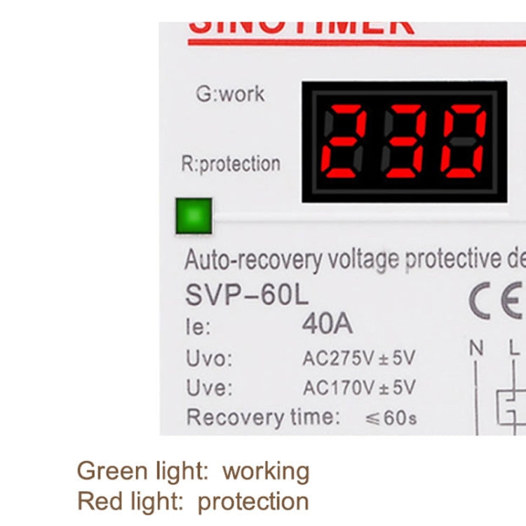 SINOTIMER 220V LED Digital Display Delay Automatic Reset Under-voltage Protector(SVP-60L) - free shipping - PMC TechLife - Order now!