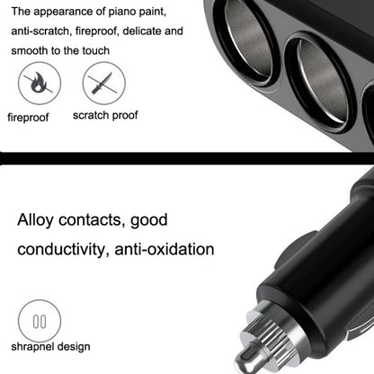 2 PCS Dual USB + Type-C / USB-C 3 Hole Car Charger, Style: Bluetooth+Fast Charge Version(Black) - Car Charger by PMC Jewellery | Online Shopping South Africa | PMC Jewellery