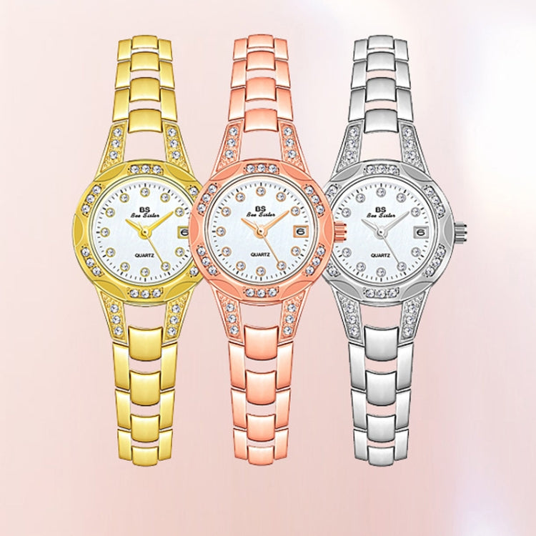 BS Bee Sister FA1679  Ladies Diamond Chain Watch Cute Small Round Watch With Calendar(Gold) - Alloy Watches by BS Bee Sister | Online Shopping South Africa | PMC Jewellery | Buy Now Pay Later Mobicred