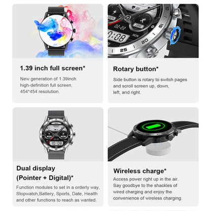 LOANIY DT70 Analog Digital Dual Display Smart Call Watch(Silver Silicone) - Smart Watches by LOANIY | Online Shopping South Africa | PMC Jewellery | Buy Now Pay Later Mobicred