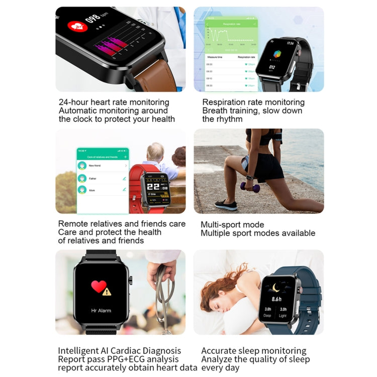 LOANIY E86 1.7 Inch Heart Rate Monitoring Smart Bluetooth Watch, Color: Black Steel - Smart Watches by LOANIY | Online Shopping South Africa | PMC Jewellery | Buy Now Pay Later Mobicred