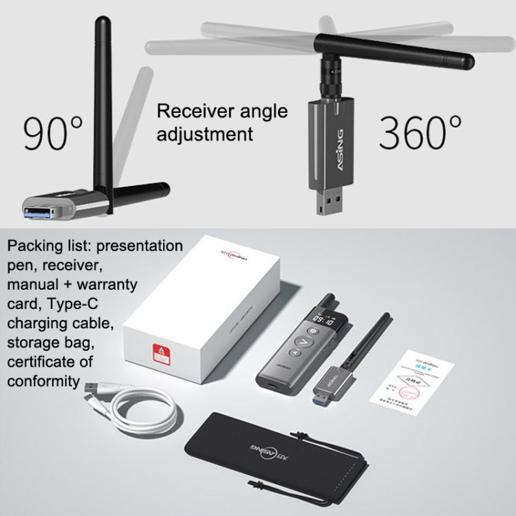 ASiNG A10 Green Light PPT Page Turning Pen Remote Control Presentation Pen, Capacity: 128M (Gray) -  by ASiNG | Online Shopping South Africa | PMC Jewellery | Buy Now Pay Later Mobicred