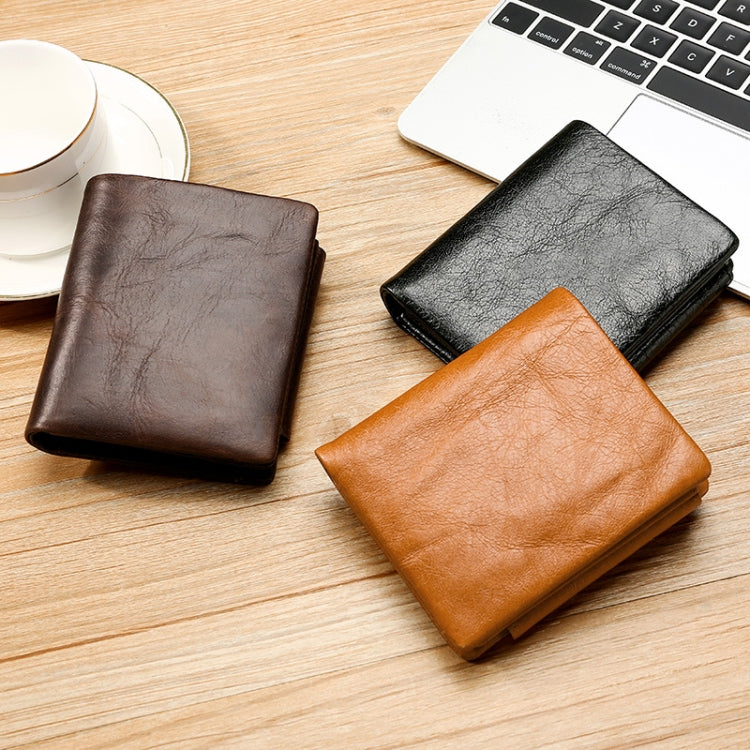 TP-191 RFID Multifunctional Tri-Fold Retro Men Genuine Leather Wallet(Coffee) - Antimagnetic RFID Package by PMC Jewellery | Online Shopping South Africa | PMC Jewellery | Buy Now Pay Later Mobicred