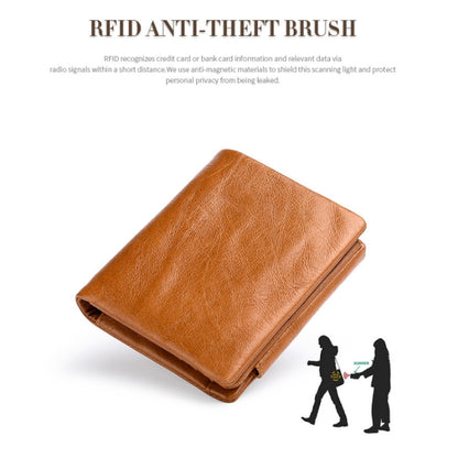 TP-191 RFID Multifunctional Tri-Fold Retro Men Genuine Leather Wallet(Coffee) - Antimagnetic RFID Package by PMC Jewellery | Online Shopping South Africa | PMC Jewellery | Buy Now Pay Later Mobicred